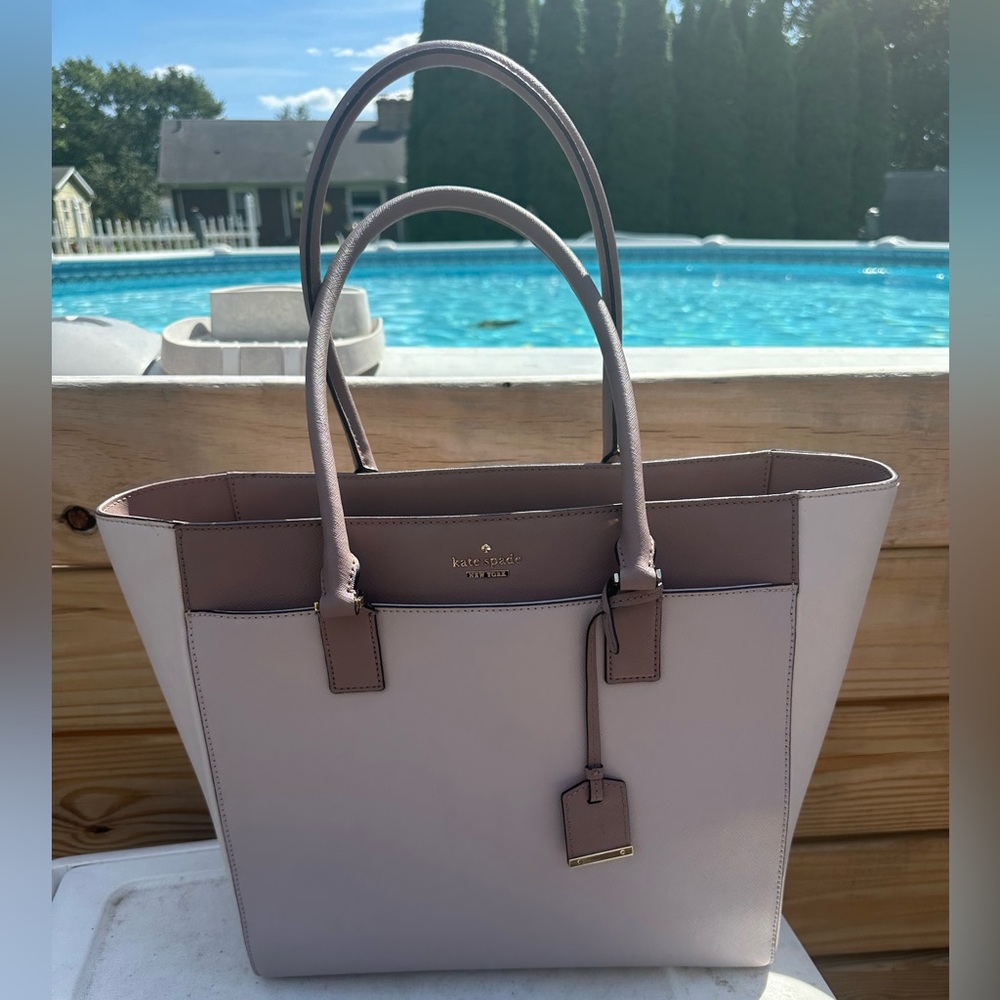 Kate Spade Cameron Street Havana Work Tote Shoulder Bag Open Top Pink Two Tone